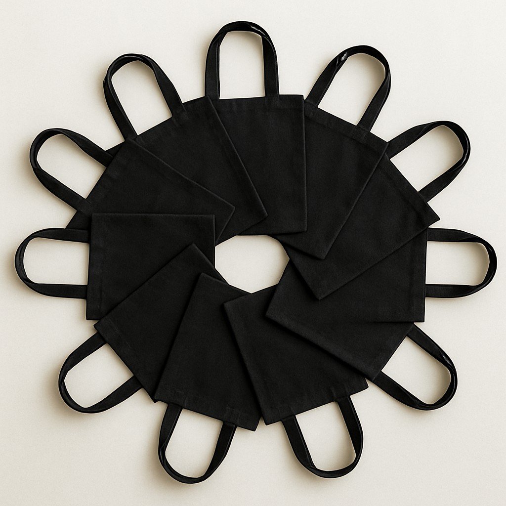 Set 10 Sacose Bumbac Negre, Manere Lungi